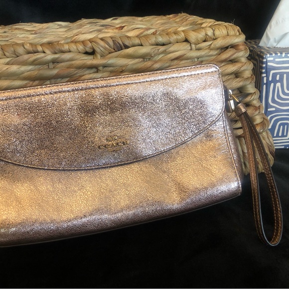 Coach Shimmering Gold Wristlet - Picture 1 of 3